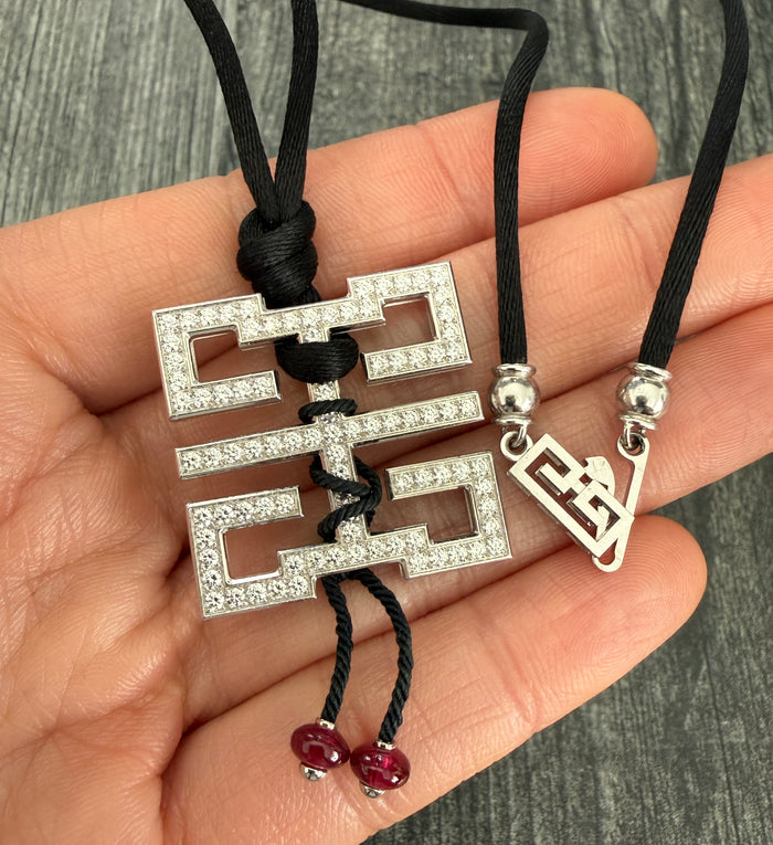 Cartier Le Baiser Du Dragon Diamond and Silk Cord Necklace