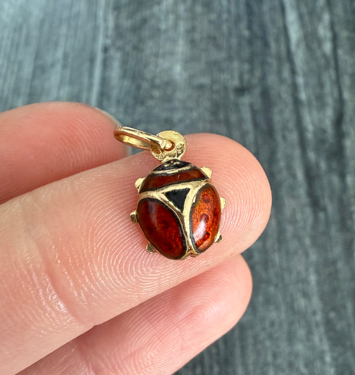 Enamel Ladybug Charm in 18K Gold