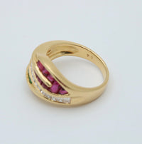 Natural Emerald, Ruby, and Diamond Leaf Ring