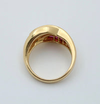 Natural Emerald, Ruby, and Diamond Leaf Ring