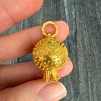 Large Etruscan Revival Style Pomegranate Charm in 18K Gold