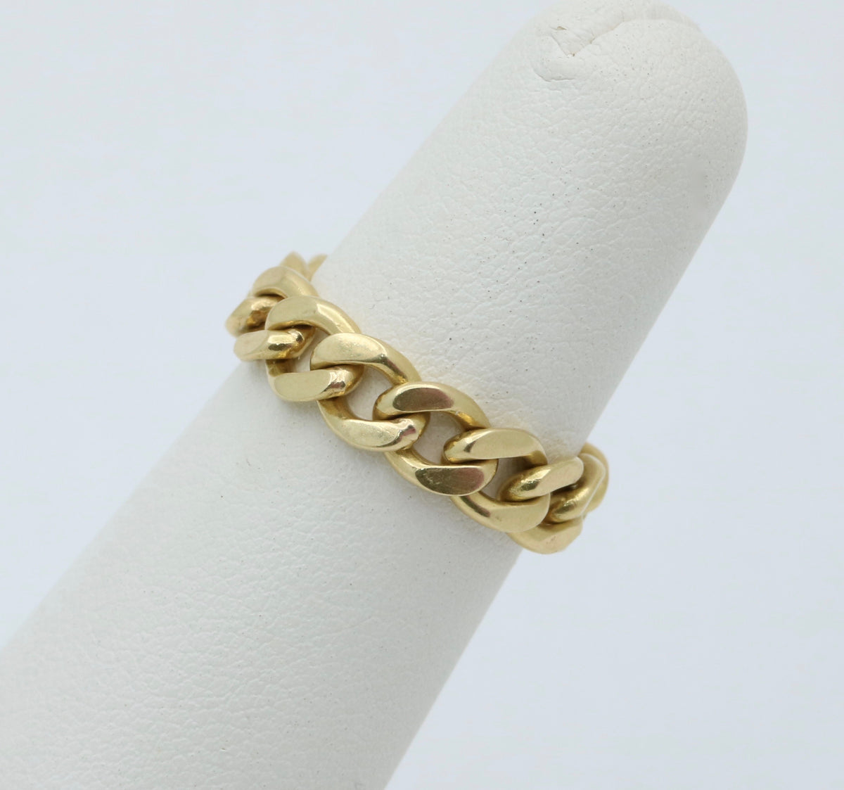 Vintage 18K Gold Curb Link Chain Ring, Size 6.5