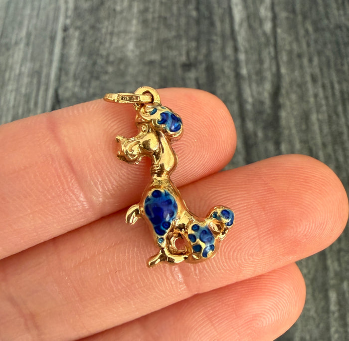 Enamel Poodle Dog Charm in 18K Gold