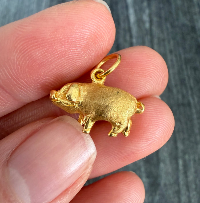 22K Gold Pig Charm