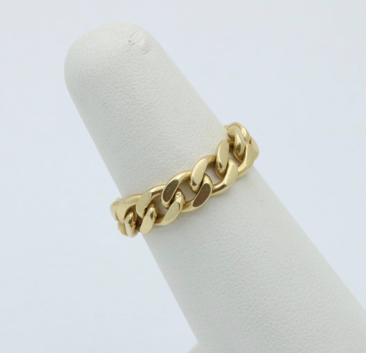 Vintage 18K Gold Curb Link Chain Ring, Size 6.5