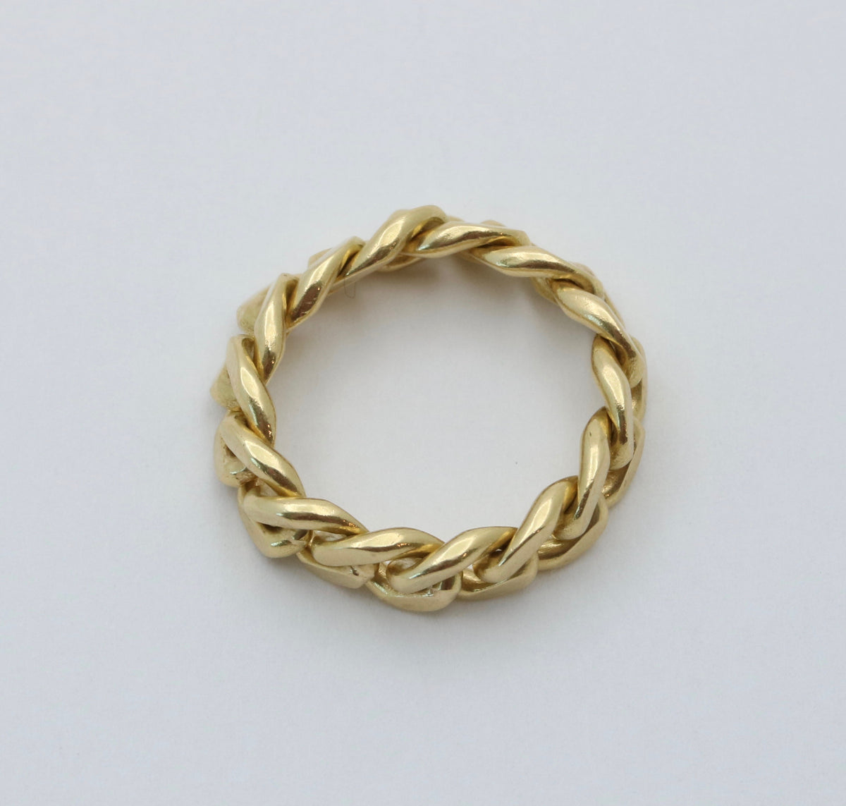 Vintage 18K Gold Curb Link Chain Ring, Size 6.5