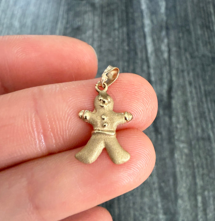 Sweet 14K Gold Gingerbread Man Charm
