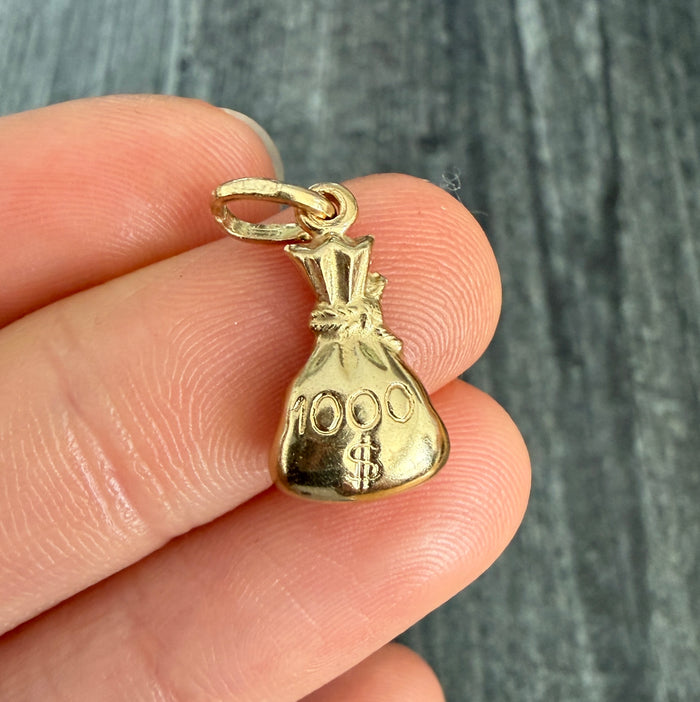 Vintage 14K Gold Money Bag Charm