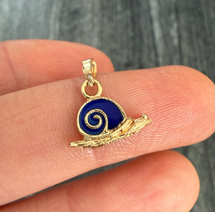 Enamel and 14K Gold Snail Charm