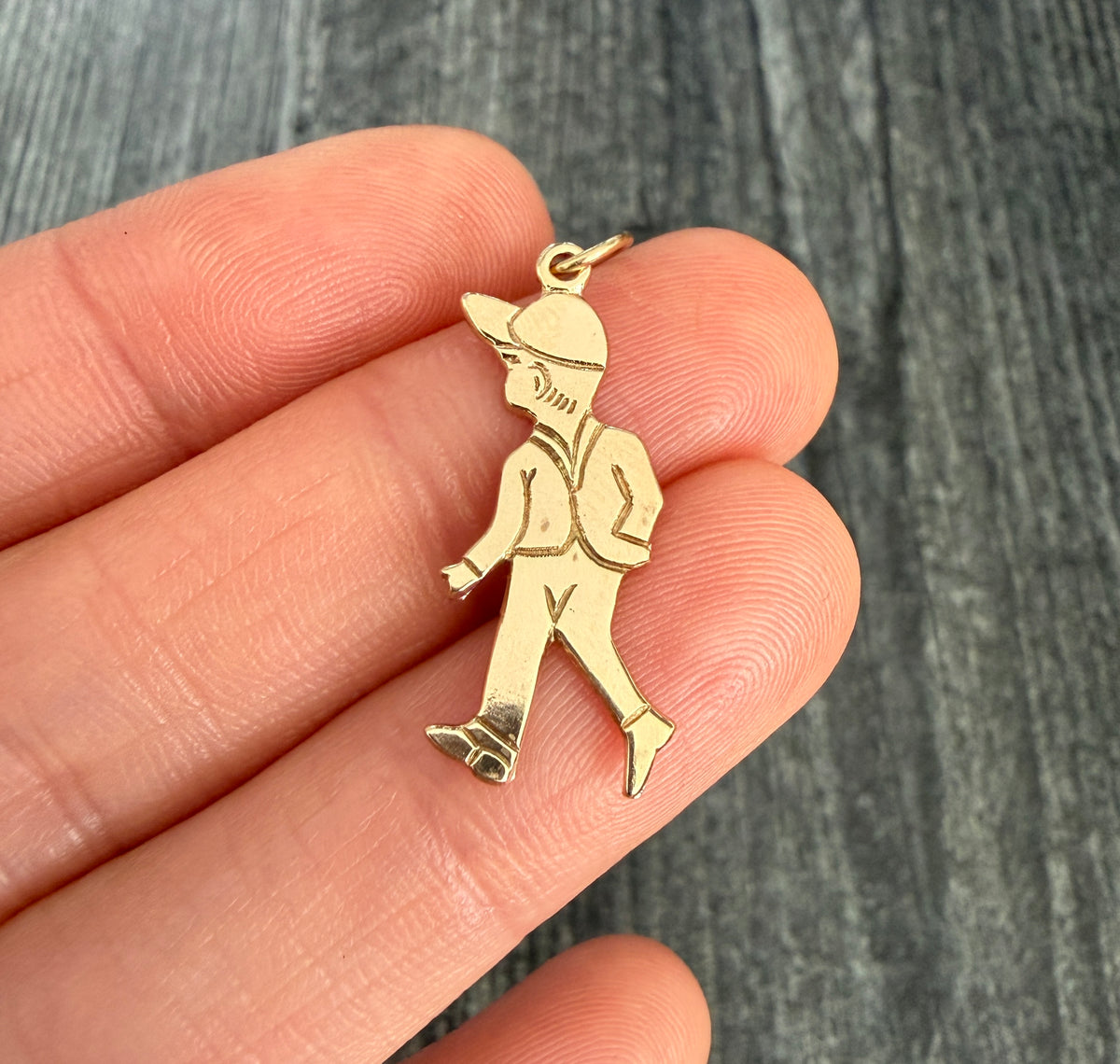Vintage Little Boy Charm in 14K Gold