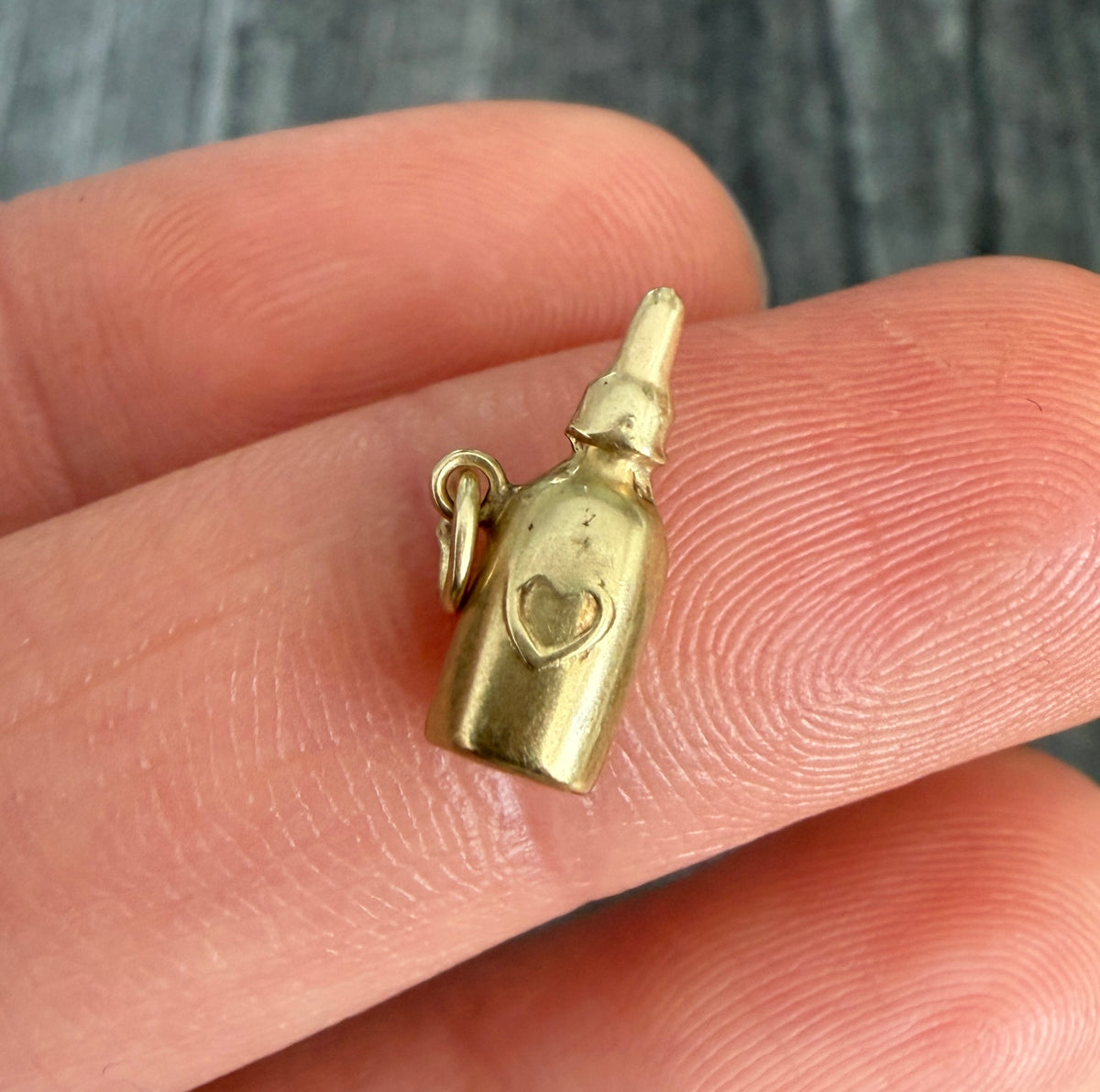 Vintage Heart Bottle Charm in 14K Gold