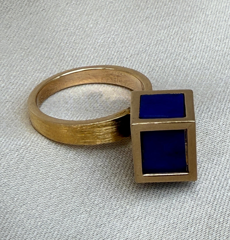 Lapis Cube Ring in 18K Gold