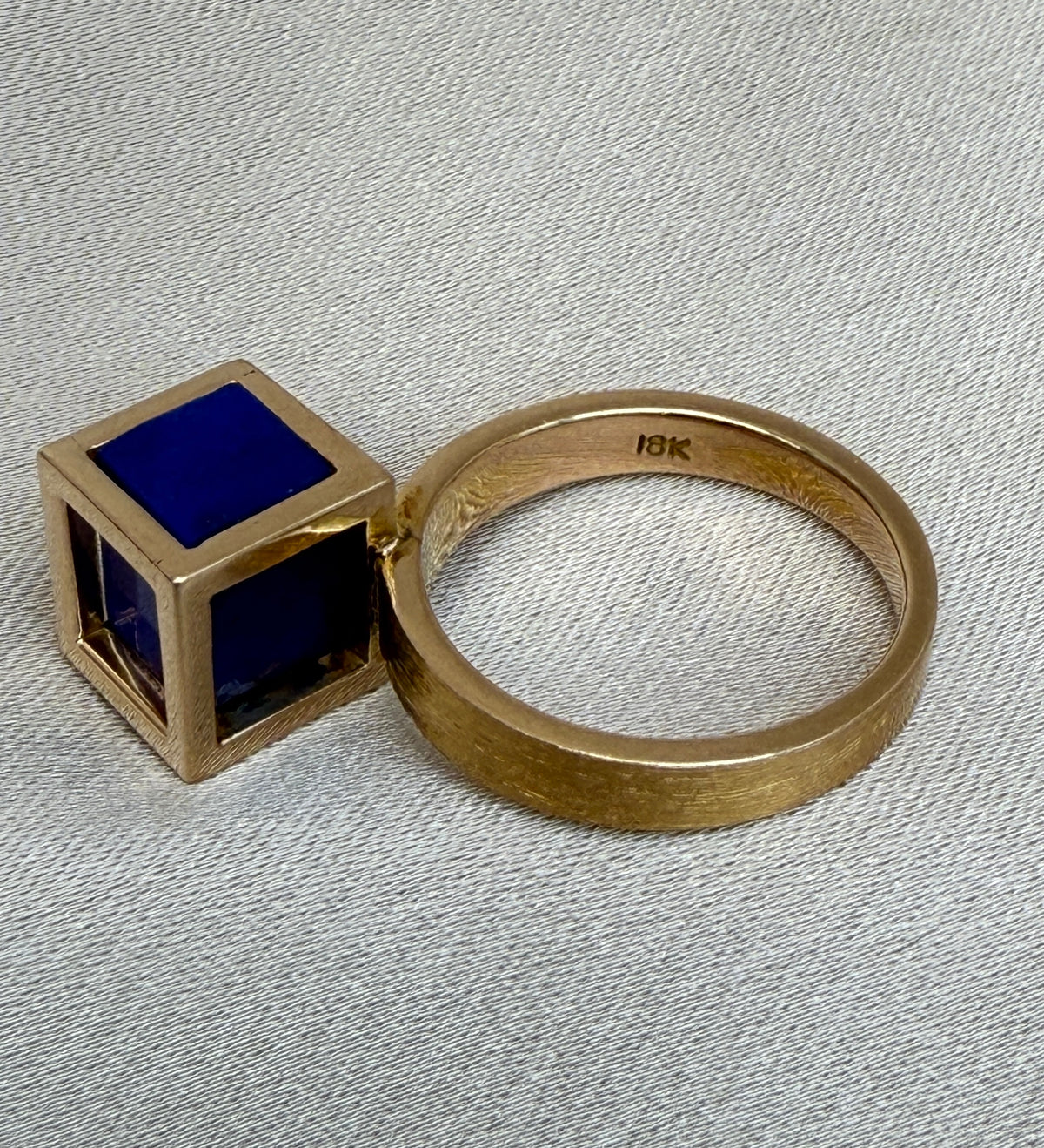 Lapis Cube Ring in 18K Gold