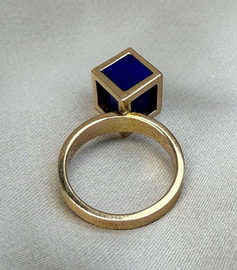 Lapis Cube Ring in 18K Gold