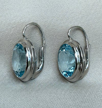 9 Carat Aquamarine Drop Earrings in 18K Gold Leverbacks