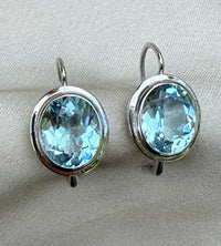 9 Carat Aquamarine Drop Earrings in 18K Gold Leverbacks