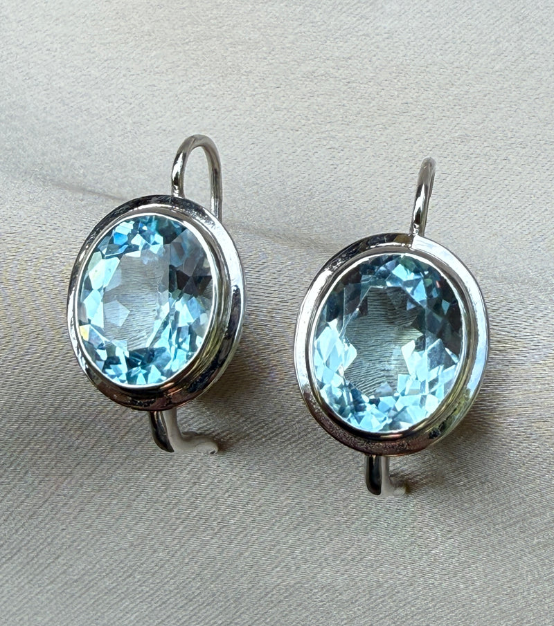 9 Carat Aquamarine Drop Earrings in 18K Gold Leverbacks