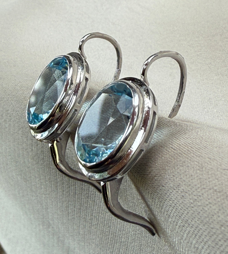 9 Carat Aquamarine Drop Earrings in 18K Gold Leverbacks