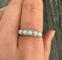 Vintage English 5 Stone Opal Band in 9K Gold