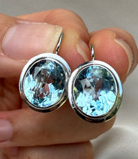 9 Carat Aquamarine Drop Earrings in 18K Gold Leverbacks