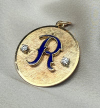 Vintage Enamel and Diamond Initial "R" Charm