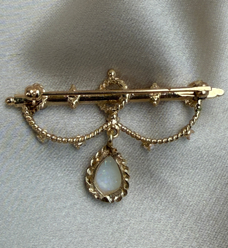 Vintage Opal and 14K Gold Garland Brooch