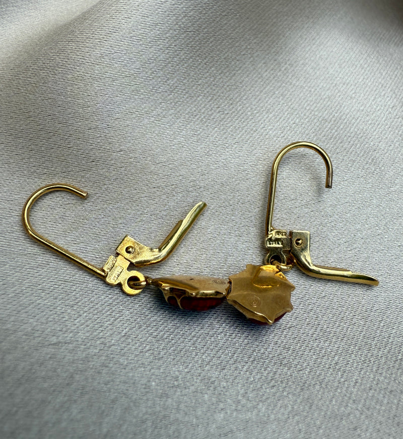 Enamel and 14K Gold Ladybug Dangling Earrings