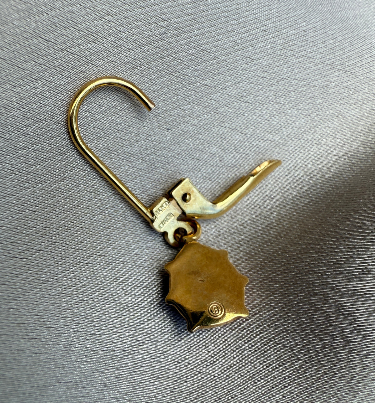 Enamel and 14K Gold Ladybug Dangling Earrings