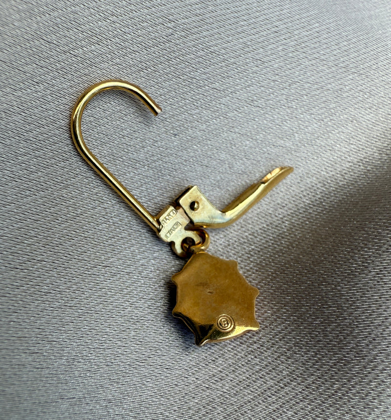 Enamel and 14K Gold Ladybug Dangling Earrings