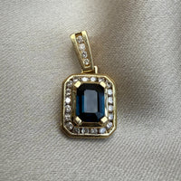 Sapphire and Diamond Emerald Cut Pendant