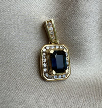 Sapphire and Diamond Emerald Cut Pendant