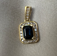 Sapphire and Diamond Emerald Cut Pendant