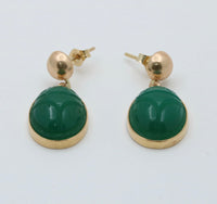 Vintage Carved Chrysoprase Scarab Dangling Earrings