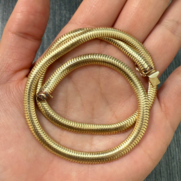 Vintage 14K Gold Snake Chain, 16" Long