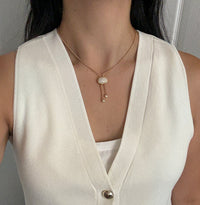 21K Gold Bolo Style Pearl Necklace