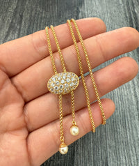 21K Gold Bolo Style Pearl Necklace