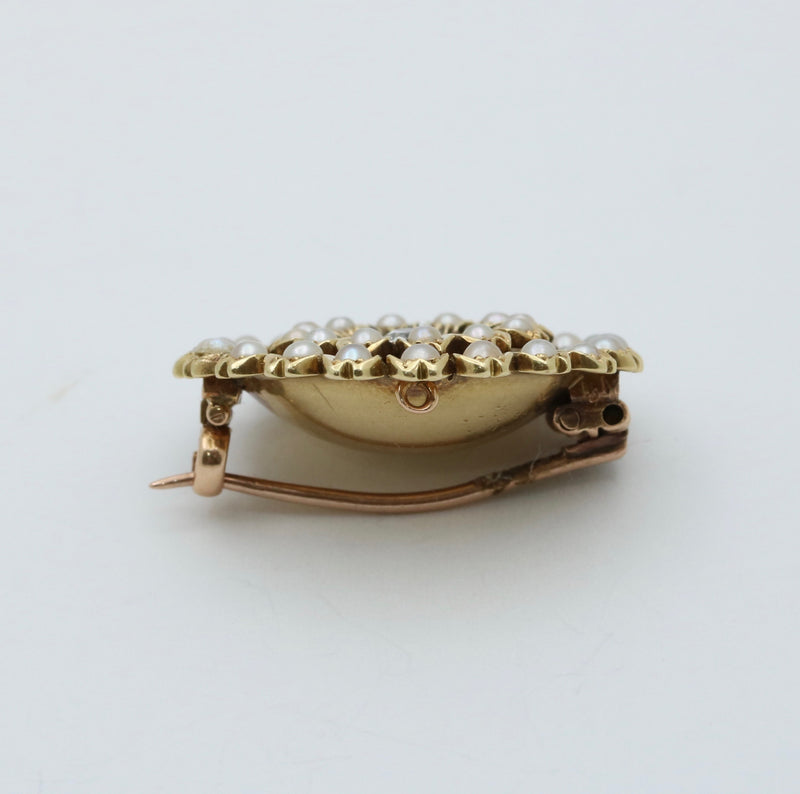 Victorian Diamond and Split Pearl Sunflower Pin