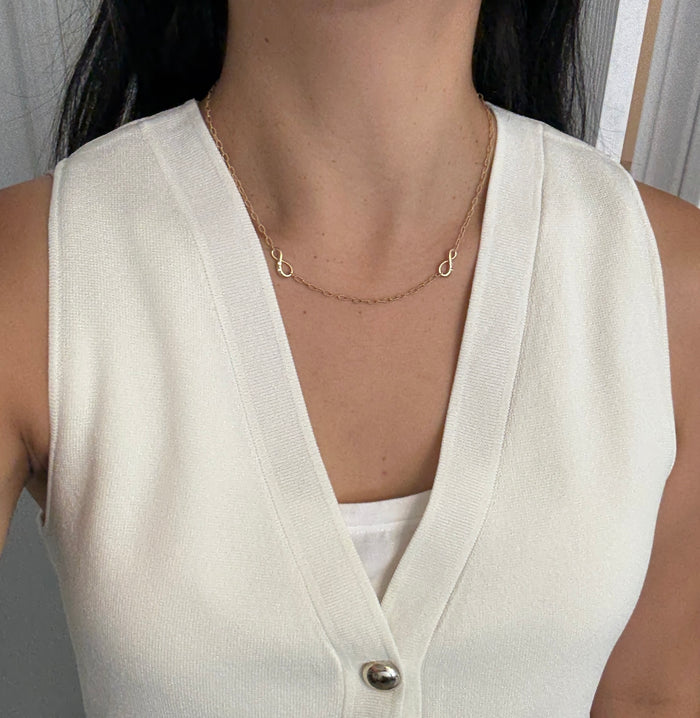 Diamond and 14K Gold Infinity Paperclip Chain
