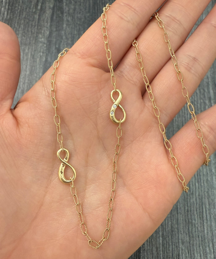 Diamond and 14K Gold Infinity Paperclip Chain