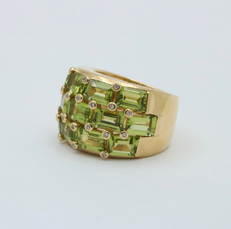 French Poiray Peridot and Diamond Dome Ring