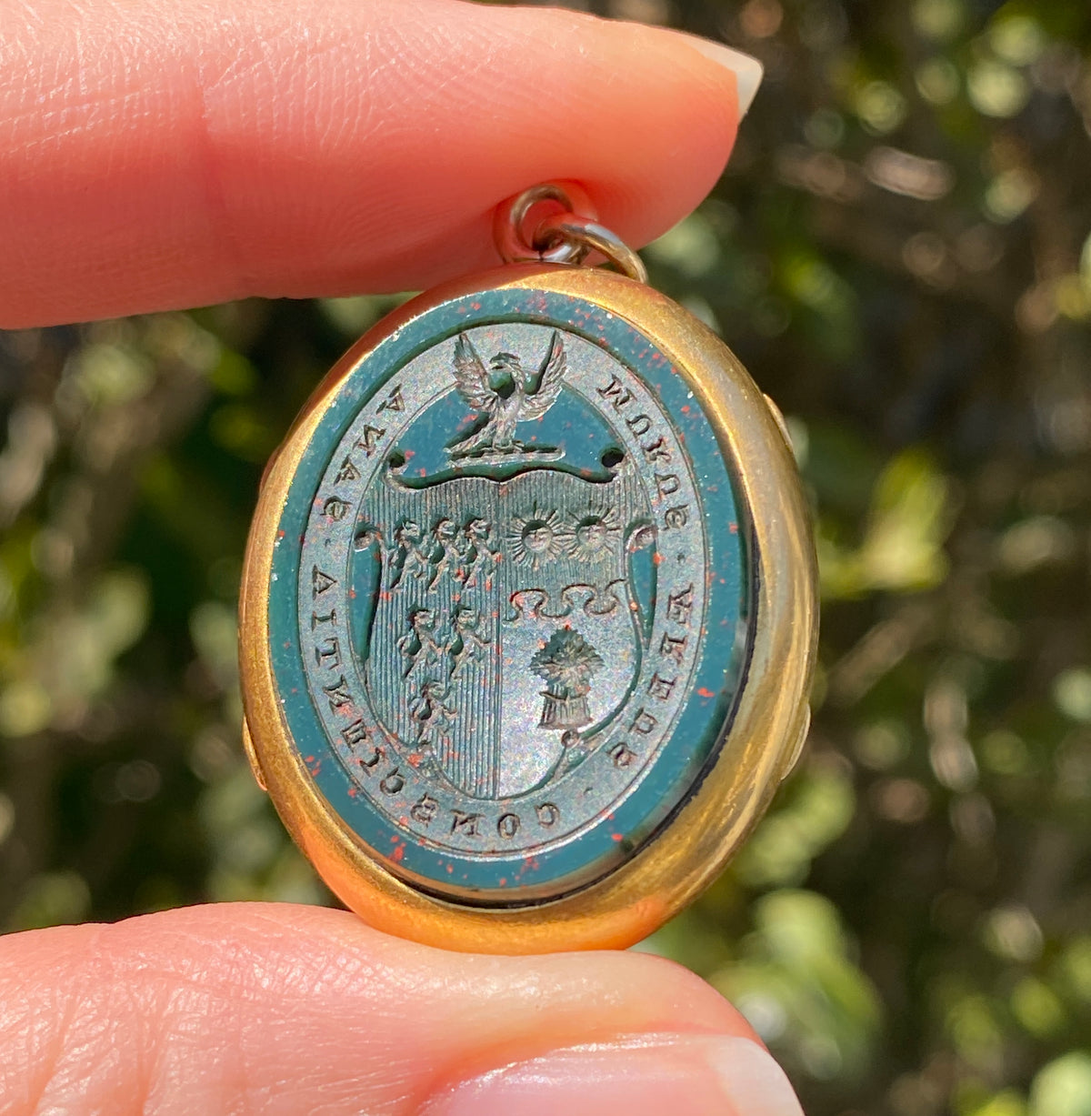 Victorian Bloodstone Intaglio and 18K Gold Locket