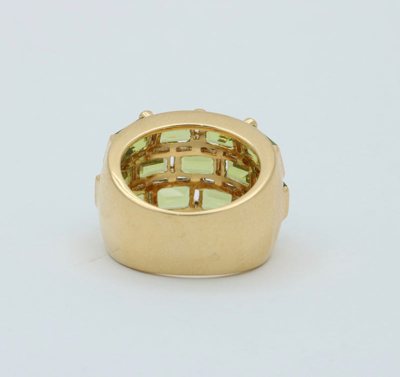 French Poiray Peridot and Diamond Dome Ring
