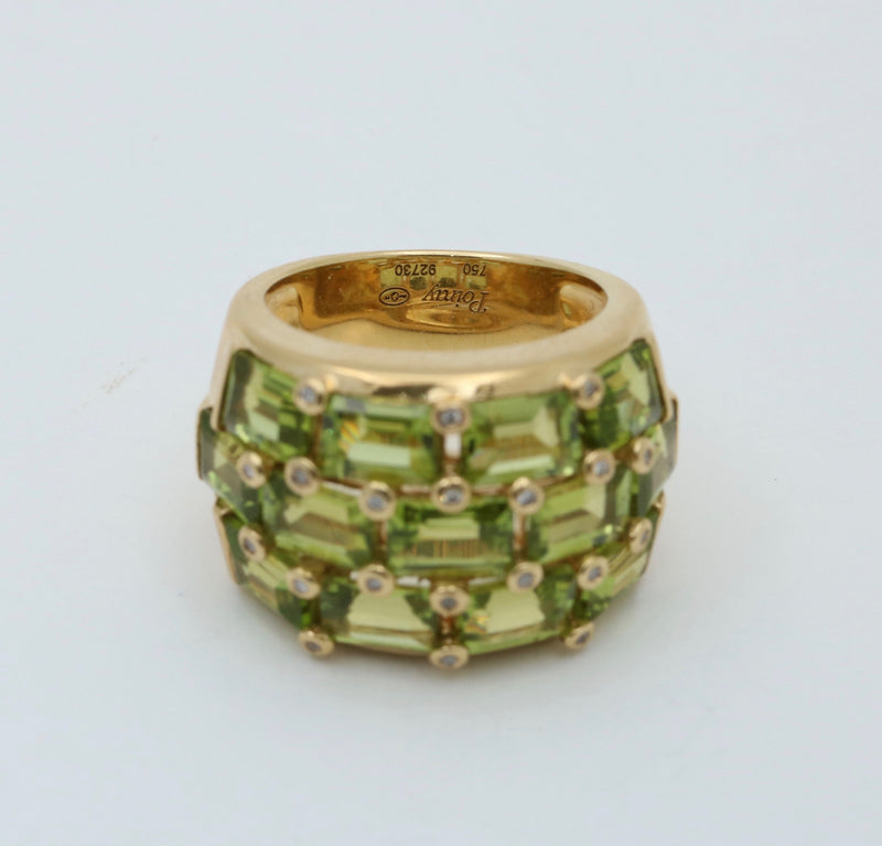 French Poiray Peridot and Diamond Dome Ring