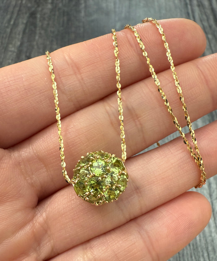Peridot Ball Slider and 14K Gold Chain