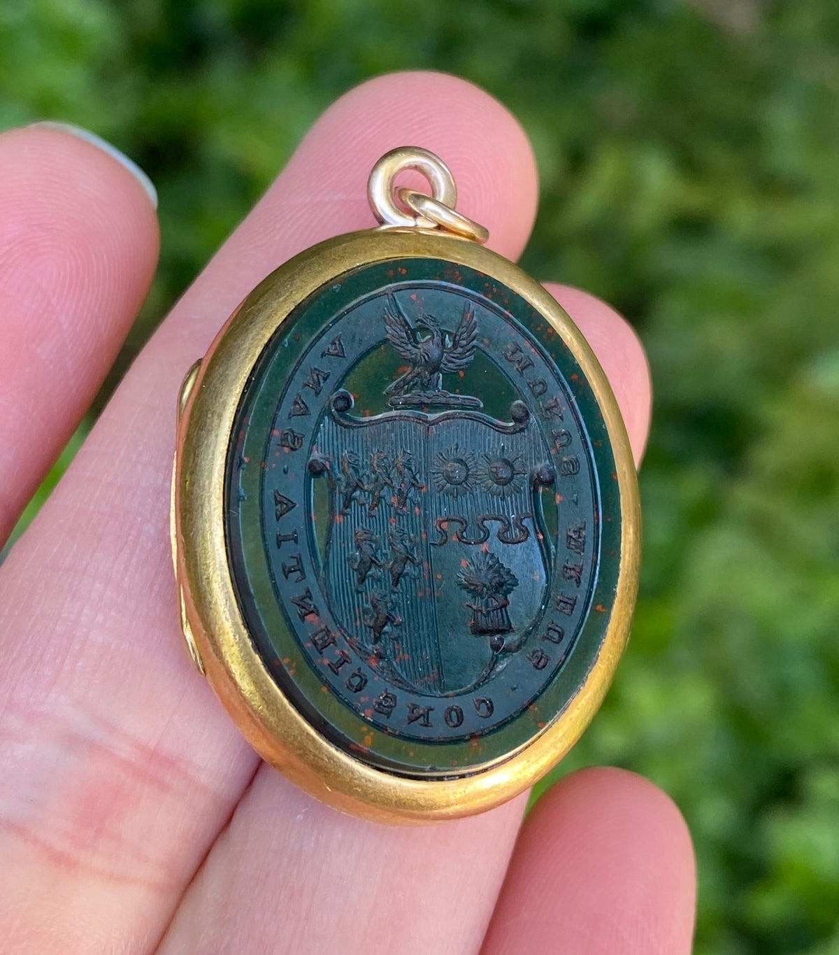 Victorian Bloodstone Intaglio and 18K Gold Locket