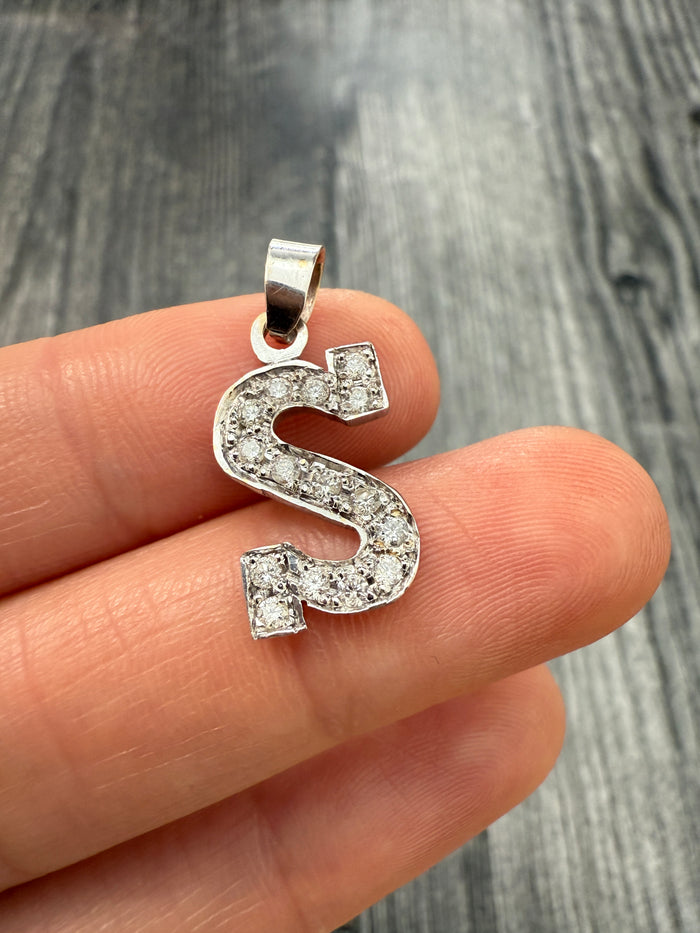 Diamond and 14K Gold Initial "S" Charm