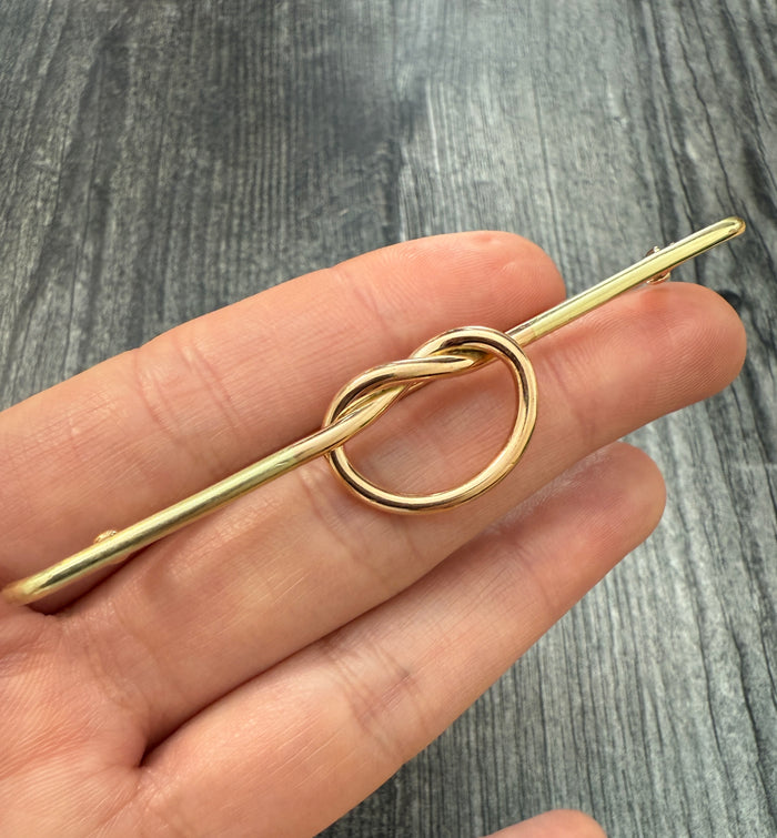 Vintage Cartier 14K Gold Love Knot Bar Pin