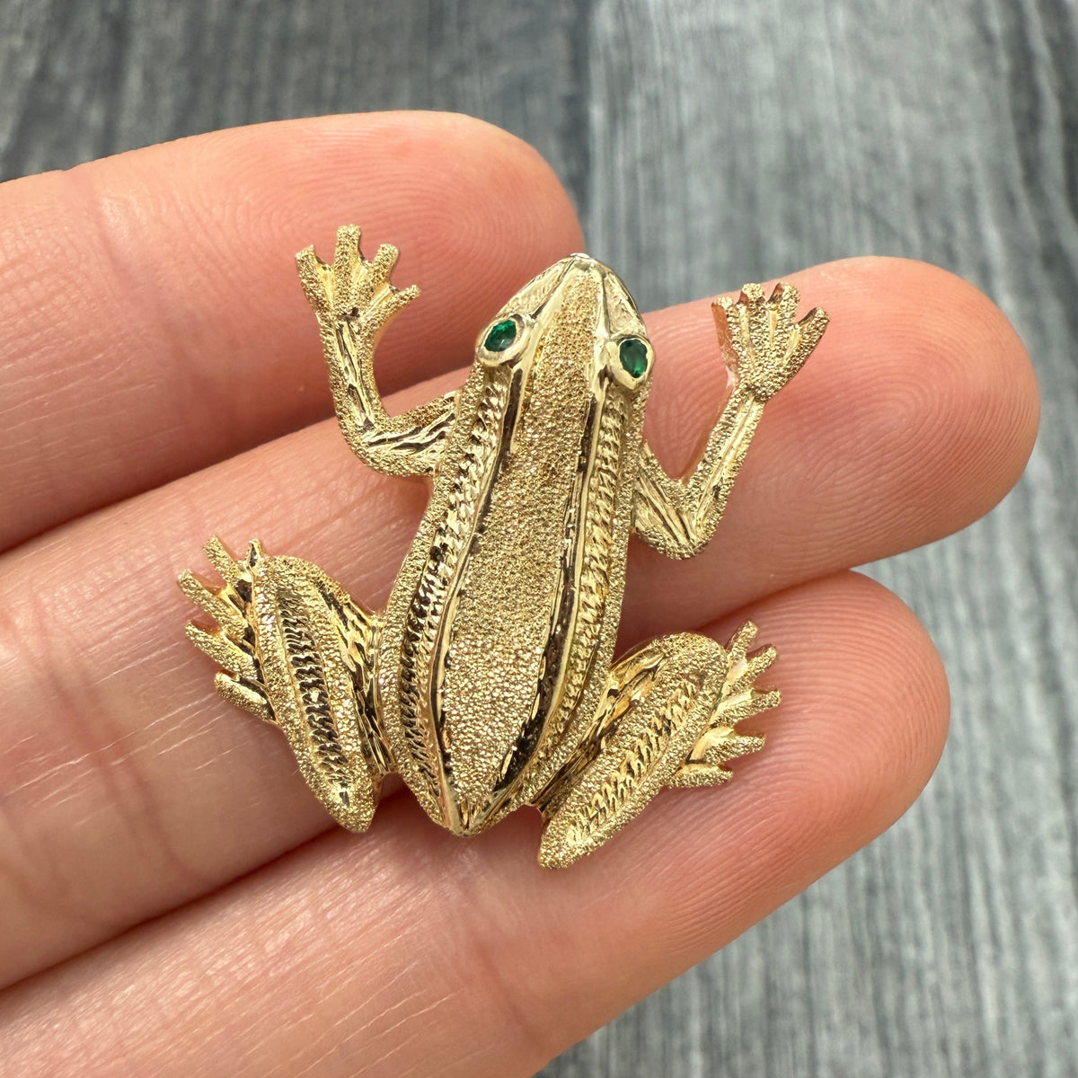 Textured 14K Gold Frog Pin
