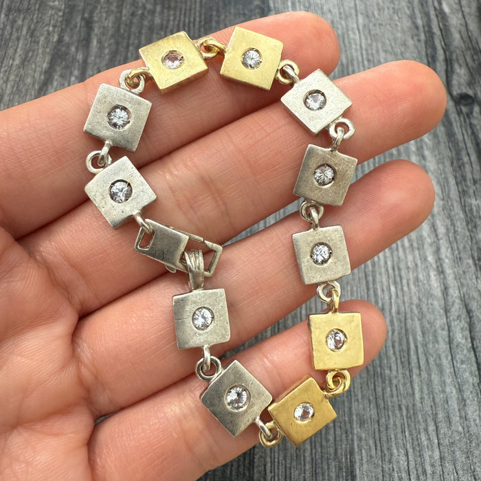 Robin Rottener 18K Gold and Sterling Silver Squared Link Bracelet