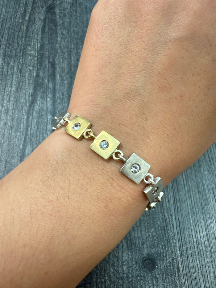 Robin Rottener 18K Gold and Sterling Silver Squared Link Bracelet